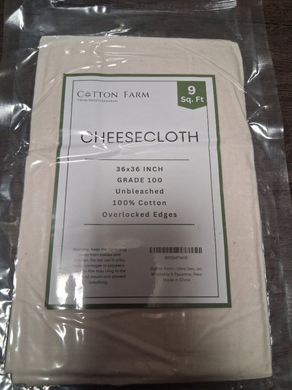 Cheesecloth 9 Square Feet Grade 100 Unbleached Cotton 36x36 - Picture 2 of 2